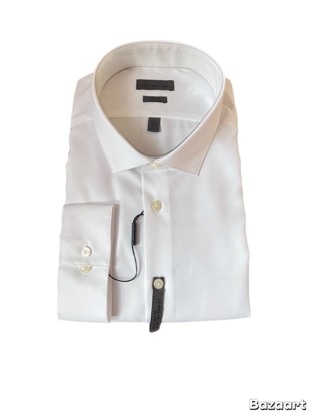 Calvin Klein Men’s White Textured Dress Shirt - Point Collar